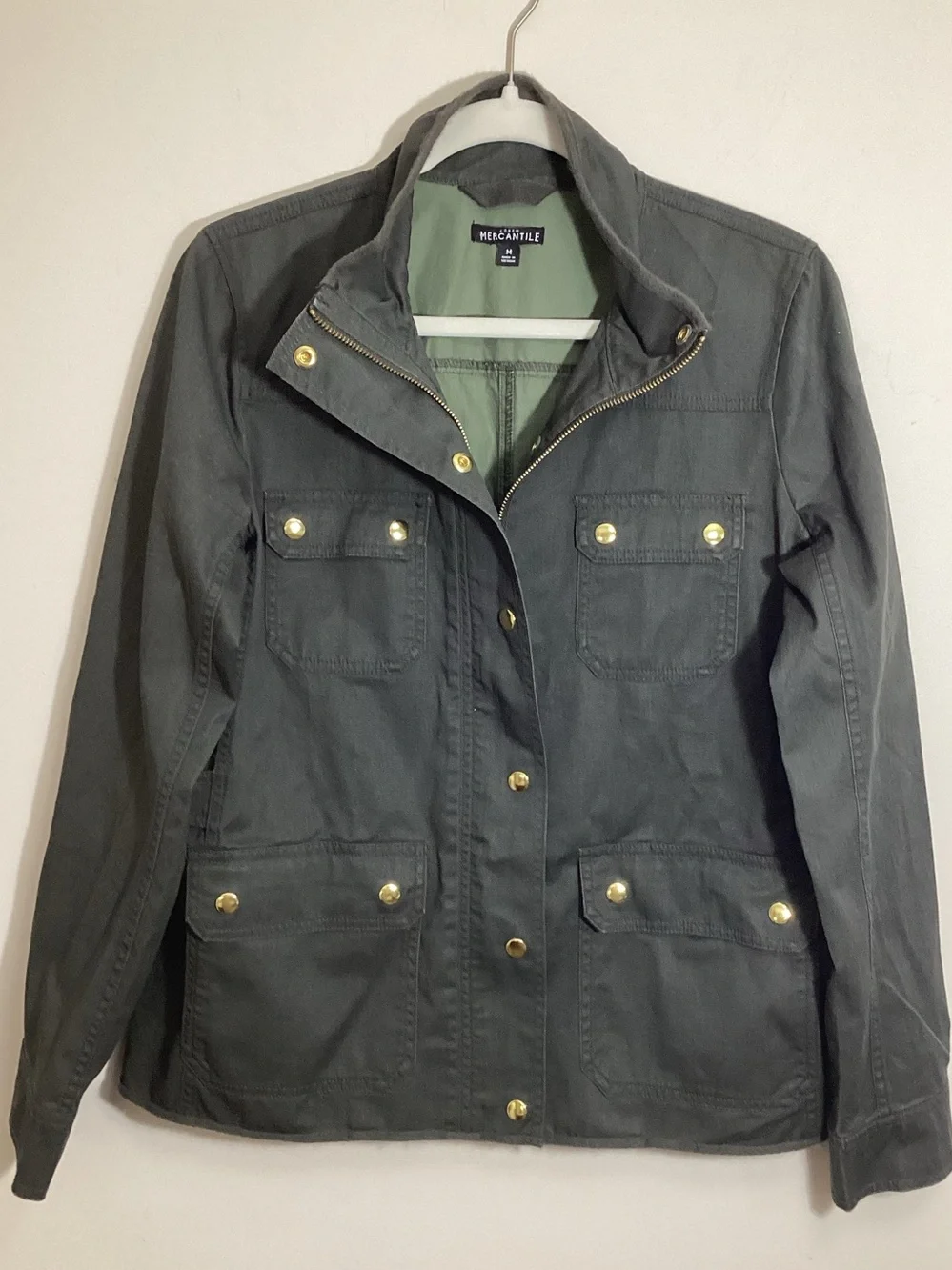 J. Crew Utility Field Jacket M Cotton Canvas Green oversized NWOT